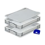 DIE BOX FABRIK Pizzaballenbox mit Deckel (40 x 30 x 7 cm) Kunststoffbehälter für Pizzateig, Stapelbehälter, Teigwanne, Gärbox, Teigbox (2 Boxen mit 1 Deckel)
