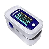 Pulsoximeter, Sauerstoffsättigung messgerät finger, Oximeter mit omnidirektionaler OLED-Bildschirmanzeige, tragbares leichtes pulsoxymeter fingerpulsoximeter, inklusive Lanyard und B