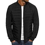 Herren Leichte Wasserabweisende Packable Puffer Jacke Gepolstert Gesteppte Puffer Jacke Wintermantel mit 2 Reißverschlusstaschen Mikrofaserfüller - Ideal bei kaltem Wetter, A110_schwarz, 95