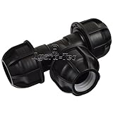 Agora-Tec PE Fitting T-Stück 25 mm x 25 mm x 25 mm für PE-Rohr 25 mm SCHWARZ