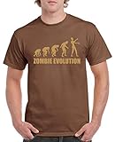 Comedy Shirts - Zombie Evolution - Herren T-Shirt - Braun/Hellbraun Gr. M