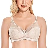 AISILIN Damen Große Größen BH Mit Bügel Spitze Leicht Gepolstert Vollschalen Beige 95G