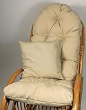 Rattani Auflage/Polster für Schaukelstuhl, Liegestuhl, Ersatzpolster Gr. 130 x 50 x 12 cm, Fb. beige + Zierkissen 40 x 40