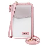 Pomelo Best Handytasche zum umhängen Damen Schultertasche Handy Geldbeutel mit Kartenfächer, abnehmbare Schultergurt und Handschlaufe für Handy unter 7 Zoll (weiß)