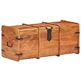 Festnight Schatztruhe Holz Holztruhe Schatzkiste Vintage Auflagenbox Truhe Aufbewahrungsbox Aufbewahrungstruhe Holzkiste 90x40x40 cm Akazie M