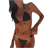 ROMIDA Bikini Set Damen Push Up Bustier Zweiteiliger Badeanzug für Damen Gerippt Tanga Hohe Taille Sexy Swimsuit Bauchweg Sport Weste Bikinioberteil Bandeau Strandmode Bademode Swimw