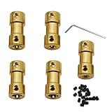 YGSAT 5 Stück Goldenes Wellenkupplung Kupplung Stecker Hülse Adapter Steifen Wellen Adapter Messing Gelenk Motor Schaft Kupplung Adapter 5 Größ