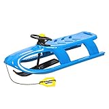 Prosperplast 2-Sitzer Bullet Control Kinderschlitten mit Lenkung Schlitten Kunststoff Lenkbar Zugseil (Blau)