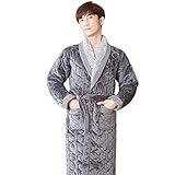 DREI Ebenen Steppgedeckte VelvetCotton Gepolsterte Männer Bademantel Dicke Plus Größe Winter Kimono Homme Bademantel Warme Roben Pyjamas (Color : B, Size : XXL)