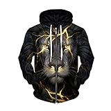 Buby Unisex 3D Druck Hoodie Herren Damen Kapuzenpullover Schwarz Langarm Fleece Coole Sweatshirt Pullover Männer Pulli Kapuzenpulli Hoody Hooded Kapuzenjacke Bluse Top Outwear Jumper Coat mit Kap