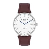 Sterzinger München Herren-Uhr analog Ronda-Uhrwerk mit Echtleder-Armband Made in Italy braun Saphirglas 10040033