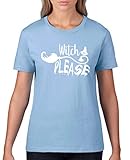 Comedy Shirts - Witch Please Besen - Damen T-Shirt - Hellblau/Weiss Gr. XXL