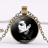 Songda Halskette mit Anhänger Michael Jackson MJ King of Pop Art Foto Glas Cabochon Kette S