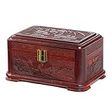 ZYYH Schmuckschatulle Holz Schmuckschatulle Handgeschnitzte Andenken Schmuck Organizer Box Multifunktionale Kleine Schmuck Display Aufbewahrungsbox, Massiv Palisander Schmuck Geschenk