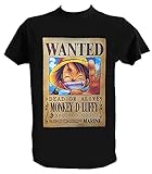 One Piece Ruffy T Shirt Herren Kinder Luffy Wanted Manga Anime Japanische Tshirt, Herren - M