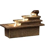 tischbrunnen 3- Tier Soothing Cascading Tabletop- Brunnen Tisch-Wasser- Brunnen mit Licht Desktop-Elektro-Wasser-Brunnen-Dekor (Color : A)
