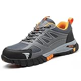 SROTER Sicherheitsschuhe Herren Damen Arbeitsschuhe Schutzschuhe Atmungsaktiv Leicht mit Stahlkappen Sportlich Unisex Grau EU42