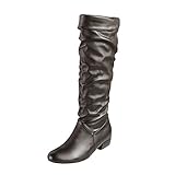 Damen Lange Röhre Stiefel SHOBDW Frauen Winter Kniehohe Stiefel High Tube Flat Heels Reitstiefel Solid Durable Kunstleder Lederschuhe Klassisch Draussen Wild Hohe S