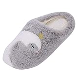 IBLUELOVER Hausschuhe Plüsch Wärme Pantoffeln Baumwolle Slippers Schwan Herzform Hauspuschen Weiche Bequem Schlappen Winter Herbst Frühling Pantoletten Weihnachten Geschenk für Damen M