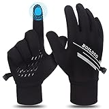 boildeg Winterhandschuhe Touchscreen Leicht Fahrradhandschuhe Anti-Rutsch Laufhandschuhe Winddicht Wasserdicht MTB Handschuhe Thermische Sporthandschuhe zum Radfahren Fahren Laufen Herren & D