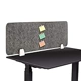 uyoyous Schreibtisch Trennwand Büro Desktop Schallwand Niesschutz Teiler Akustik Trennwand mit 2 Klemmhalterungen für den Schreibtisch Polyesterfaser Dunkelgrau 100X30CM