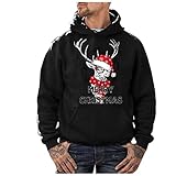 Alwayswin Weihnachtspullover Herren Bedrucktes Pullover Langarm Kapuzen Sweatshirt Casual Slim Kapuzenpullover Christmas Pullover Mode Printed Hoodie Herbst Winter Sport Ob