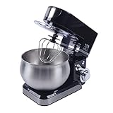 1200W Küchenmaschine Knethaken 5L Knetmaschine Teigmaschine,Küchenmaschinen Multifunktion Rührmaschine zum Backen Rührhaken Schneebesen Rührgerät Food Standmixer (Schwarz)