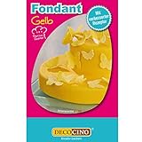 DECOCINO Fondant Gelb – 250 g – ideal zum Verzieren von Kuchen, Torten, Cupcakes – Palmölfrei & veg