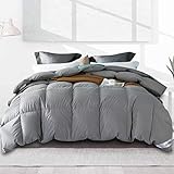 Amazon Brand - Umi Bettdecke 200x200cm Ganzjahresdecke Daunedeck mit Daunen und Federn,100%Bauwolle,Daune Steppdecke,Superleicht und Warm(Grau,4Jahreszeiten)