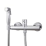 Riyyow Handheld Bidet Sprayer for WC, Wandhalterung Baby Tuch Windel Sprayer Kit Messing Bidet Sprayer Set Heiß- und Kalttoilette Bidet Sprayer Kit mit 1,5 m Duschschlauch (Color : Chrome)