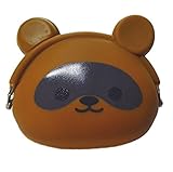 Niedliche Aufbewahrungstasche Geldbeutel Mini-Portemonnaie Geldbörse Münzbeutel Schlüssel Etui Kopfhörer Box Weiches Silikon Süße Tiermotive (Bär (Braun))