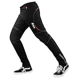 d.Stil Herren Fahrradhose Lang Thermo Atmungsaktiv MTB Radsport Radhose Schwarz, XL