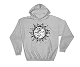 Pickleball Players Clothing Men Women Sun Drawing Face Illustrations Hoodie Sweatshirt Jumper Pullover 3914 Grey-M