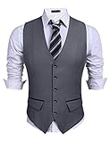 COOFANDY Herren Anzugweste Western Weste Anzug v-Ausschnitt ärmellose Westen Regular fit Anzug Business Hochzeit Casual Anzugweste(Dunkelgrau,L)