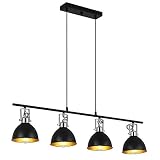 H.W.S Vintage Pendelleuchte Schwarz Retro Hängeleuchte Industrial Leuchtmittel E27 Pendellampe Höhenverstellbar Hängelampe Wohnzimmer Kronleuchter Lüster für Esszimmer Restaurant Café， (4 flamming)