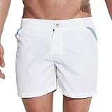 Battercake Mann Jogger Trainingshose Herren Beach Shorts Beach Shorts Men Boardshorts Quick Bequeme Outdoor Dry Freizei Shorts Badeshorts Schnelltrocknend (Color : Weiß, Einheitsgröße : M)