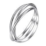 Suplight Silber 925 Verlobungsring für Damen Herren 3 ineinander verschlungene Ringe Design Fingerring simpel Ehering Hochzeitsringe Antragsring Memoirering Größe 54