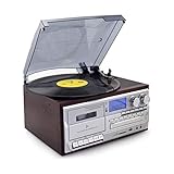 ZSMLB Grammophon Plattenspieler Plattenspieler Vinyl-Plattenspieler-Unterstützung CD FM-Radio U-Disk SD-Karte für Schallplatten Riemengetriebener Vintage-Plattenspieler-Musik-Plattensp