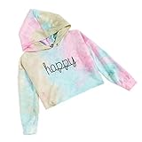 Hooded Sweatshirts Mädchen Kapuzenpullover Pullover Kapuzenshirt Langarmshirts Teen Kids Crop Tops Eye und Wimpernmuster Cute T-Shirt Kleidung, Mehrfarbig, 10-11 J