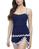Profile by Gottex Damen Lettuce Ruffle Sweetheart Cup Sized Tankini Top Swimsuit Tankinioberteil, Navy, 90D