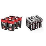 6 ANSMANN Alkaline longlife Rauchmelder 9V Block Batterien - Premium Qualität für höhere Leistung & Kohlenmonoxid Warnmelder & Alkaline Batterie Mignon AA / LR06 1.5V / 20 Stück