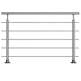 Geländer-Set aus Aluminium. Für aufgesetzte Montage. 1,50 m. Als Treppengeländer, Brüstungsgeländer, Balkongeländer oder Terrassengeländer einsetzbar. Alu geeignet für den Innen- und Außenb