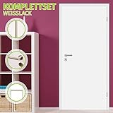 HORI® Zimmertür Komplettset mit Zarge und Türdrücker I Weißlack-Innentür I Höhe 198,5 cm I Größen und BB- oder WC-Schloss wählbar I 1985 x 610 x 80 mm I DIN