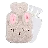 Wärmflasche Kinder,Wärmflasche mit Bezug,Wärmeflasche,Abnehmbare und waschbare Wärmflasche,Wärmflasche mit waschbare Strickflaschenabdeckung,Die BestenWeihnachten & Wintergeschenk