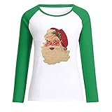 Generic Damenmode O-Ausschnitt Pullover Schöne Druck Langarm T-Shirt Tops Odosalii Pullover Damen Winter Langarm V-Ausschnitt Knopfoberteile Shirt Oversize Sexy Lang Tunika Solide Bluse Top