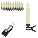 ECD Germany 20er LED Kerzen mit Fernbedienung, Warmweiß, Flammenlose Weihnachtskerzen mit Timer, Batteriebetriebene Weihnachtsbaumkerzen, Kabellose Christbaumkerzen, Lichterkette Fenster Beleuchtung