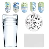 Klar Jelly Silikon Nagelstempel, klarer Stempel, Optimierter Transparenter Marshmallow Stempel & Schaber, Nagel Stempel mit Kappe für DIY Maniküre Druckwerkzeug wit ein Image Temp