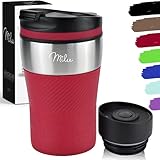 Milu Thermobecher Isolierbecher Kaffeebecher to go - 210ml 100% Auslaufsicher - Trinkbecher aus Edelstahl - Autobecher doppelwand Isolierung - Thermo Becher - Travel Mug (Rot)