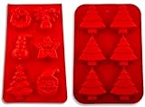 Amazon Brand – Umi - Silikonform, Backform 2er Set - Advent, Muffin, Weihnachtsmann, Schneemann, Tanne, Stern, Christkind, Eng