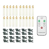 Staright 20 PCS Flammenlose Kerzen mit Fernbedienung Realistische warmweiße LED-Kerzen Batteriebetriebener Weihnachtsbaum Flackernde Sich verjüngende Kerzenlichter mit Clips für die Dek